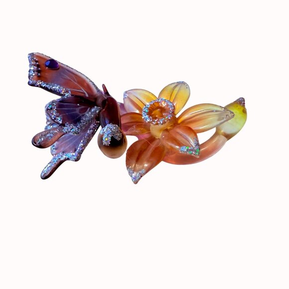 Ashton Drake Heirloom Butterfly Ornament Glass VTG Daffodils Delight Artistic - Picture 4 of 14